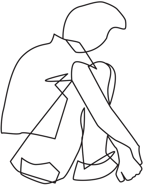 drawing of seated child