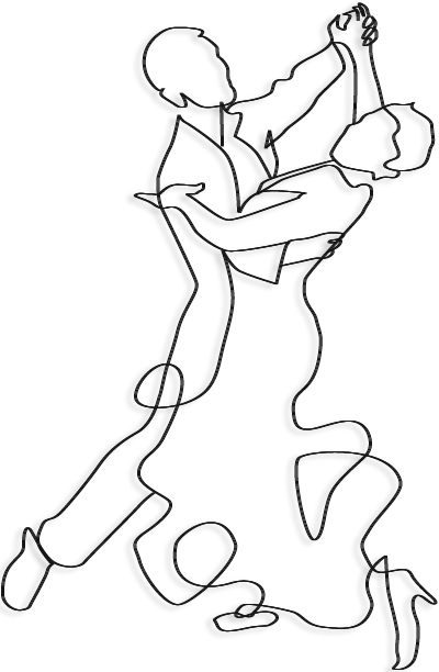 proposal drawing of wire mural of ballroom dancers